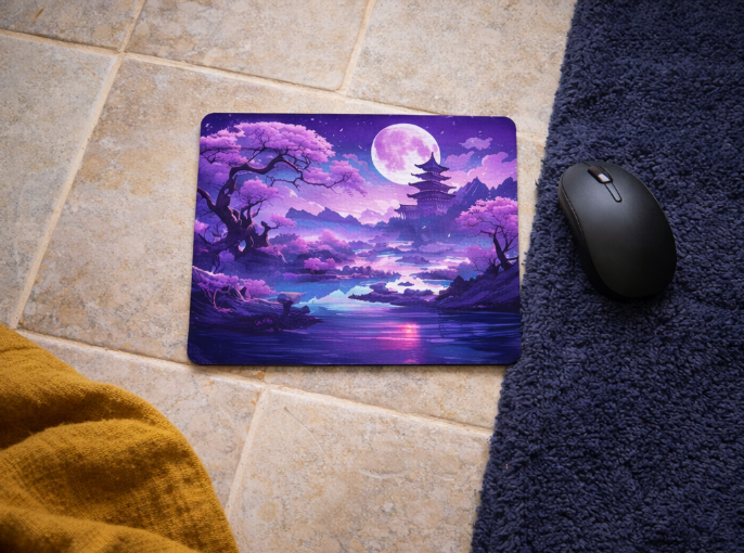 Alfombrilla Ratón Paisaje Morado Luna